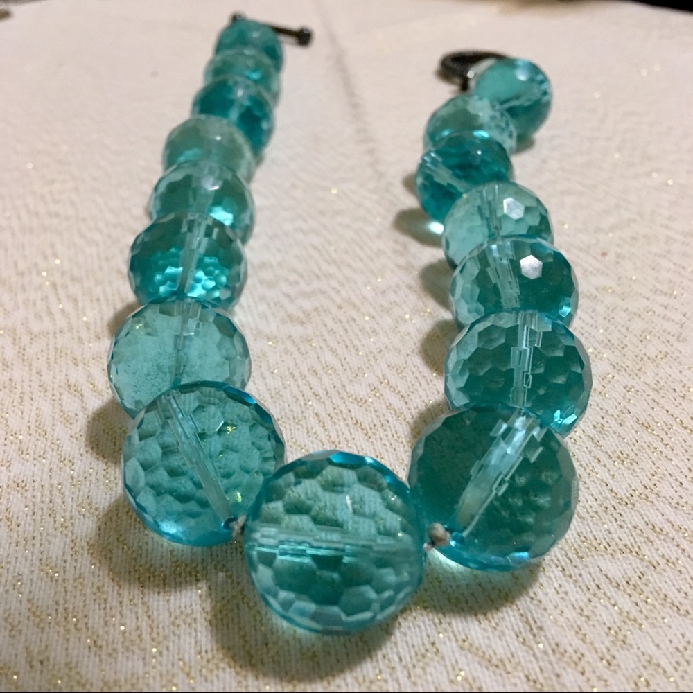 Aqua beaded choker